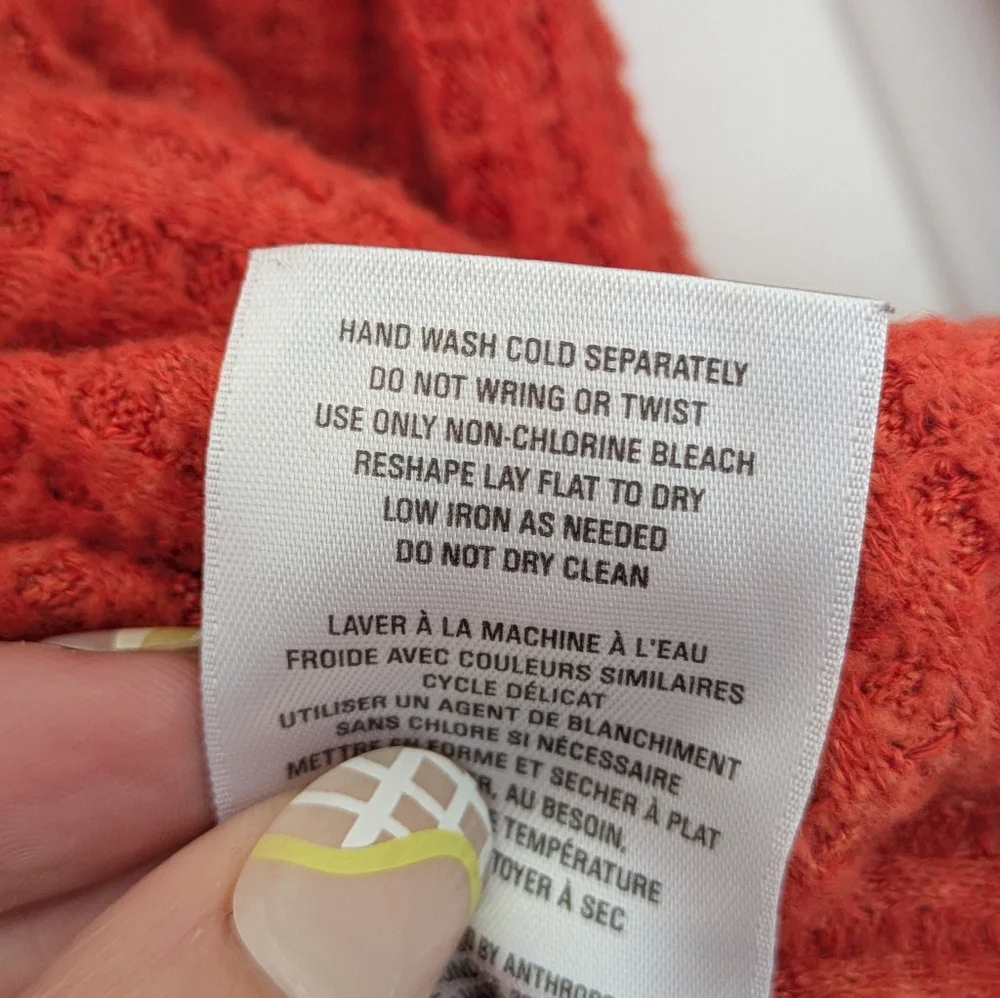 Anthropologie Orange Waffle Knit Crossbody Wrap Sweater Sz S - Picture 8 of 12